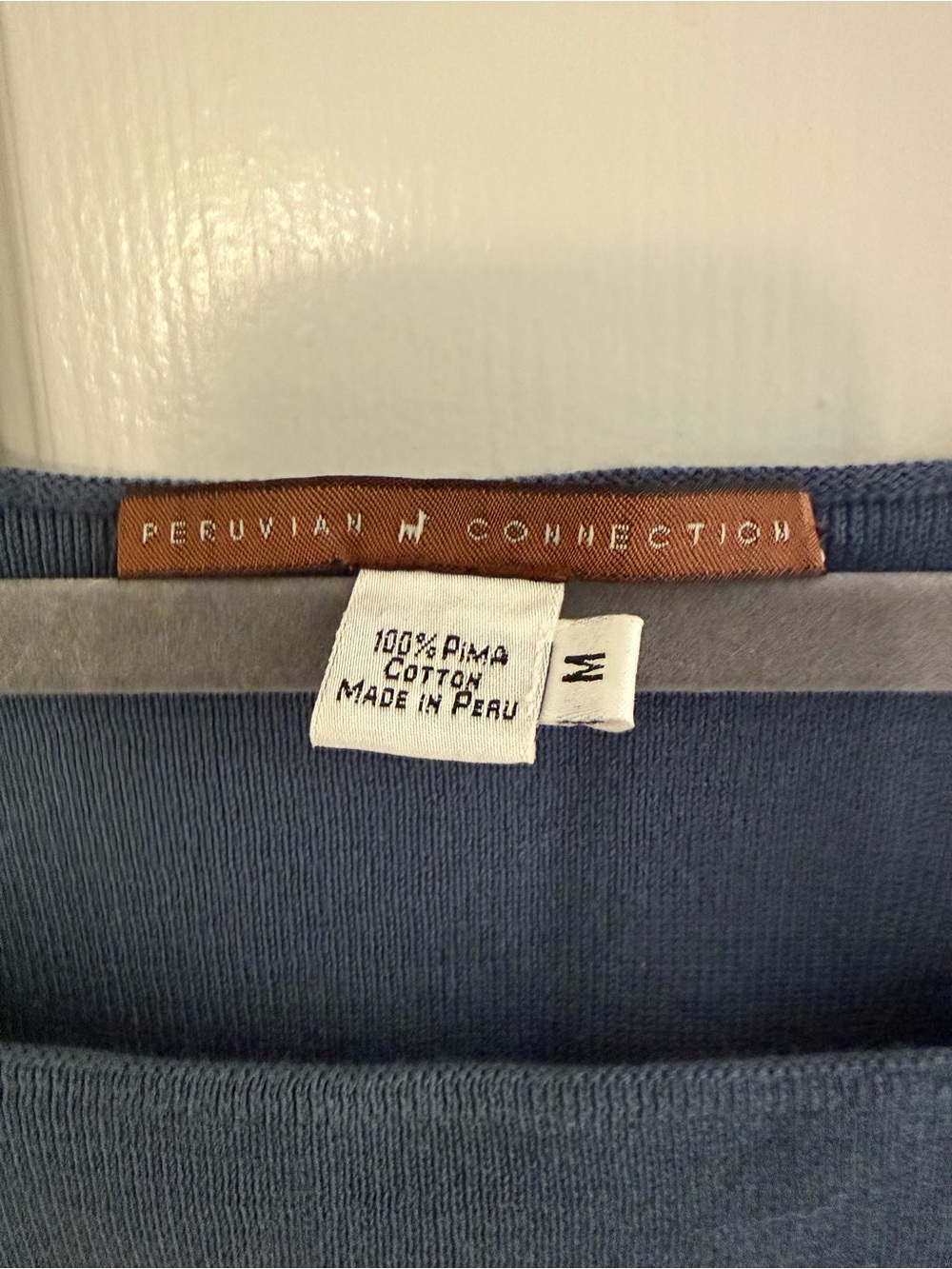 Peruvian Connection Pima Cotton sleeveless knit top denim blue medium - Picture 2 of 6